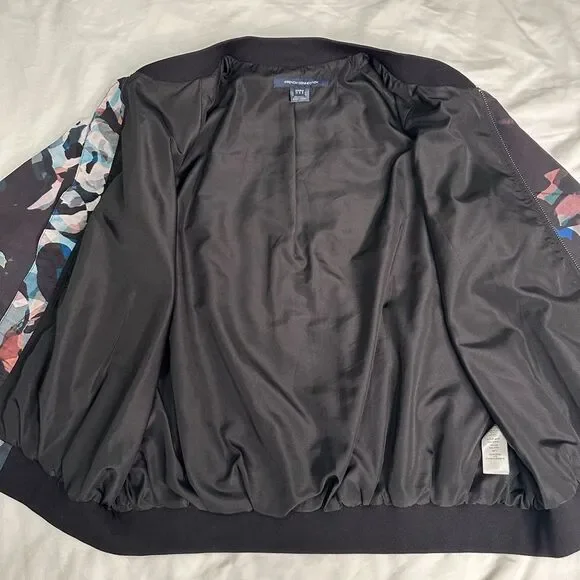 FRENCH CONNECTION Abstract Print Bomber Jacket US 8 Lightweight Lyocell Chic EUC - Picture 9 of 12